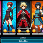 **

*   **Prompt:** Anime style character selection screen, Eternal Return game interface, diverse characters with weapons (gun, sword, magic), vibrant colors.

**